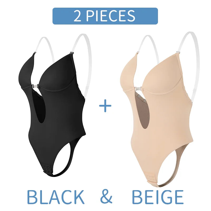 Bodysuit Shapewear Deep V-Neck Body Shaper Backless