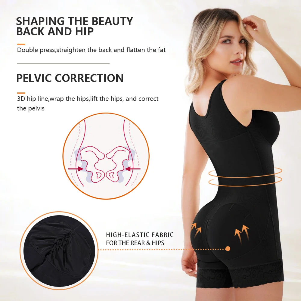 Full Body Shaper High Compression Shapewear Girdle With Brooches