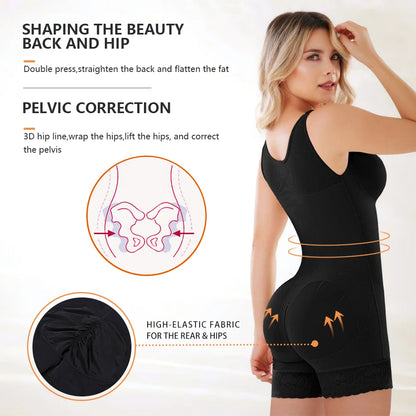 Full Body Shaper High Compression Shapewear Girdle With Brooches