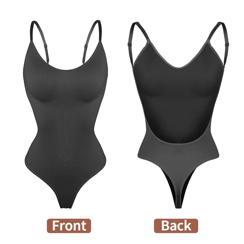 Bodysuit Shapewear Deep V-Neck Body Shaper Backless