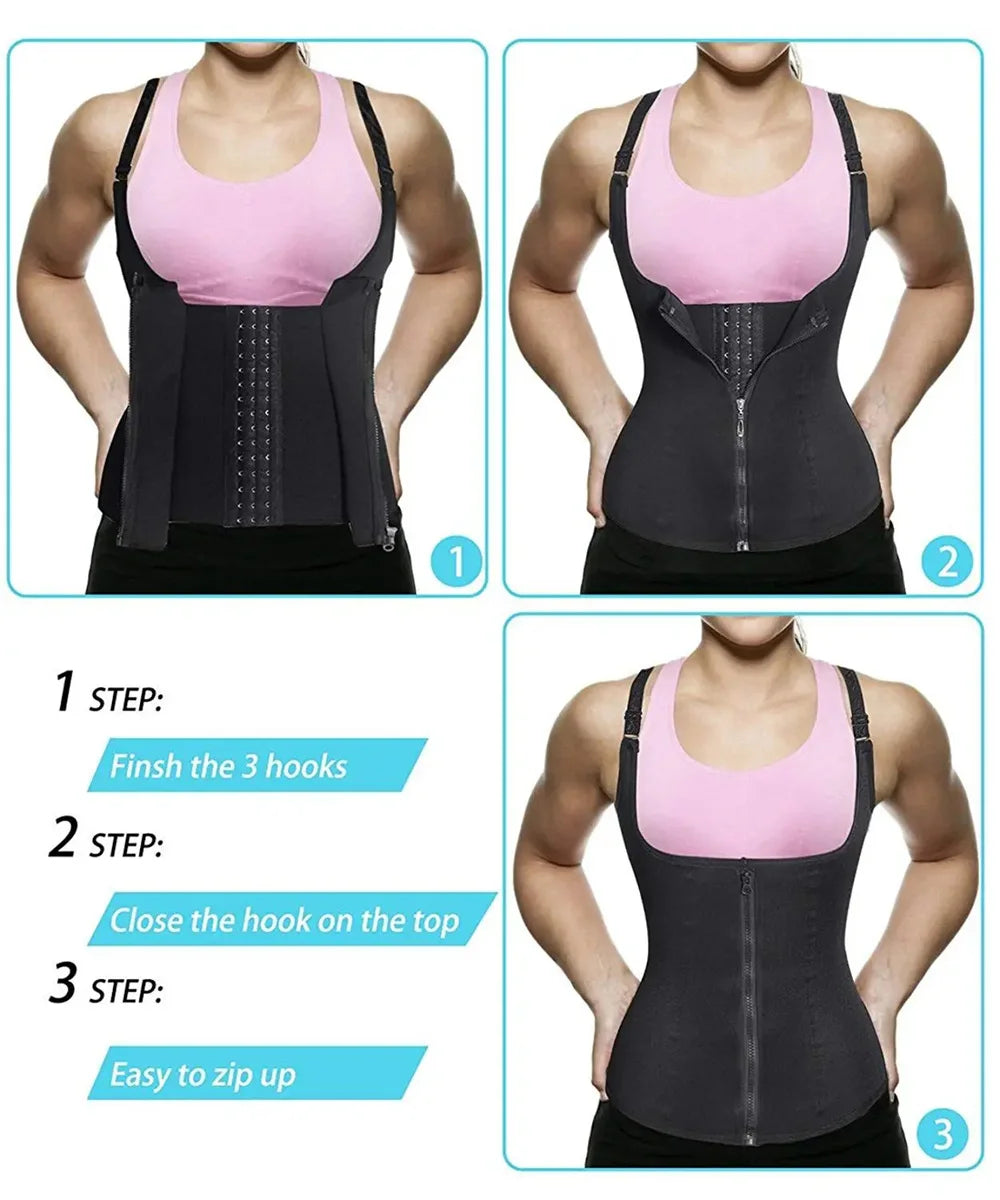 Zipper Body Shaper Waist Trainer Tank Top For Women