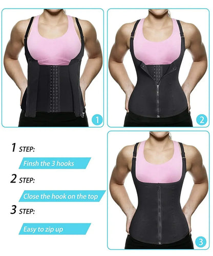Zipper Body Shaper Waist Trainer Tank Top For Women