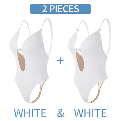 Bodysuit Shapewear Deep V-Neck Body Shaper Backless