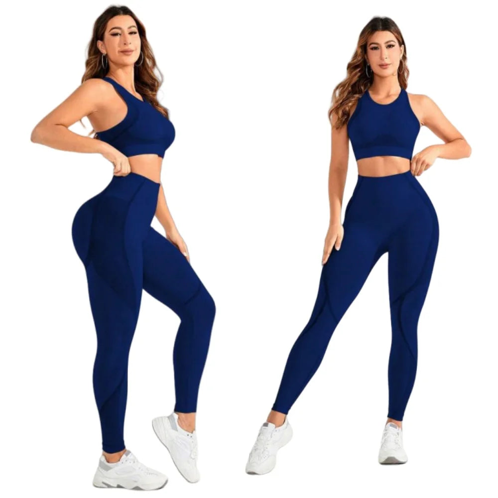 2-Piece Suit, Women's Yoga Suit, Beautiful Back High Waist Trousers Combination