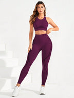 2-Piece Suit, Women's Yoga Suit, Beautiful Back High Waist Trousers Combination