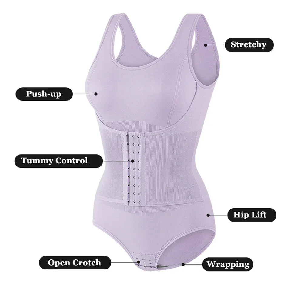 New Bodysuit Shapewear with Zipper Belt Women
