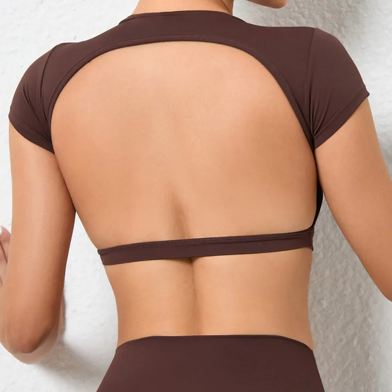 Hearuisavy Summer Sports Shirts Breathable Workout Tops Fitness Sportswear | Backless