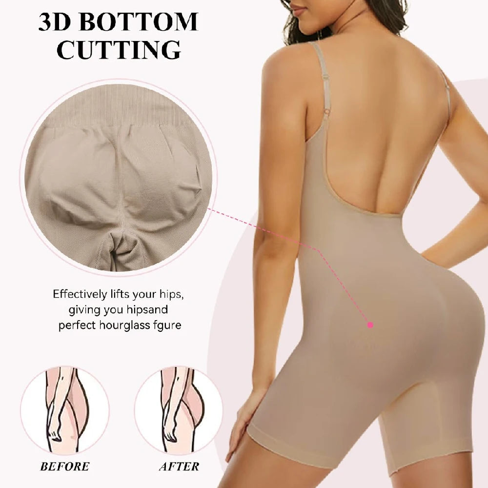 Invisible Seamless Bodysuit Shapewear Women Backless Design