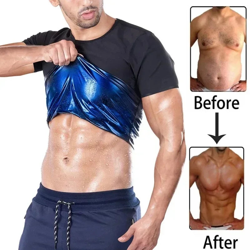 Men Sweat Sauna T-shirt Waist Trainer Slimming Suit Body Shapers Shapewear