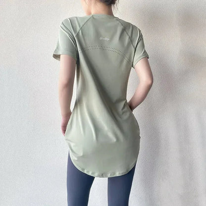Sportswear Woman Gym 2025 Yoga Clothes Women Butt Cover Short Sleeve T-Shirt