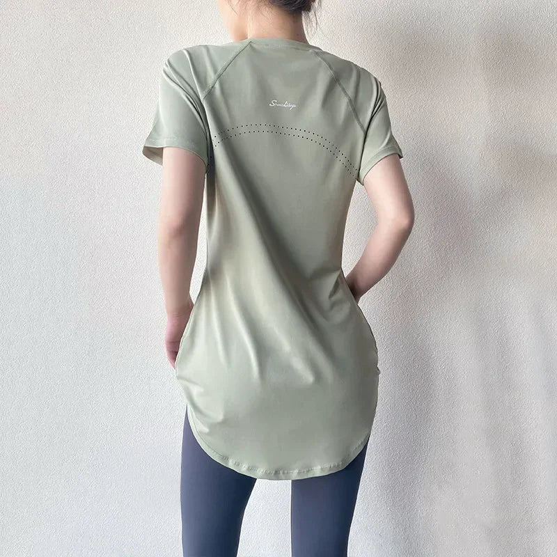 Sportswear Woman Gym 2025 Yoga Clothes Women Butt Cover Short Sleeve T-Shirt