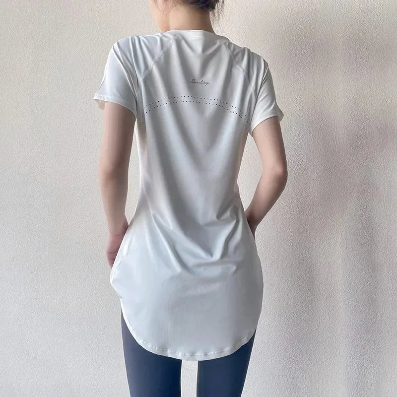 Sportswear Woman Gym 2025 Yoga Clothes Women Butt Cover Short Sleeve T-Shirt