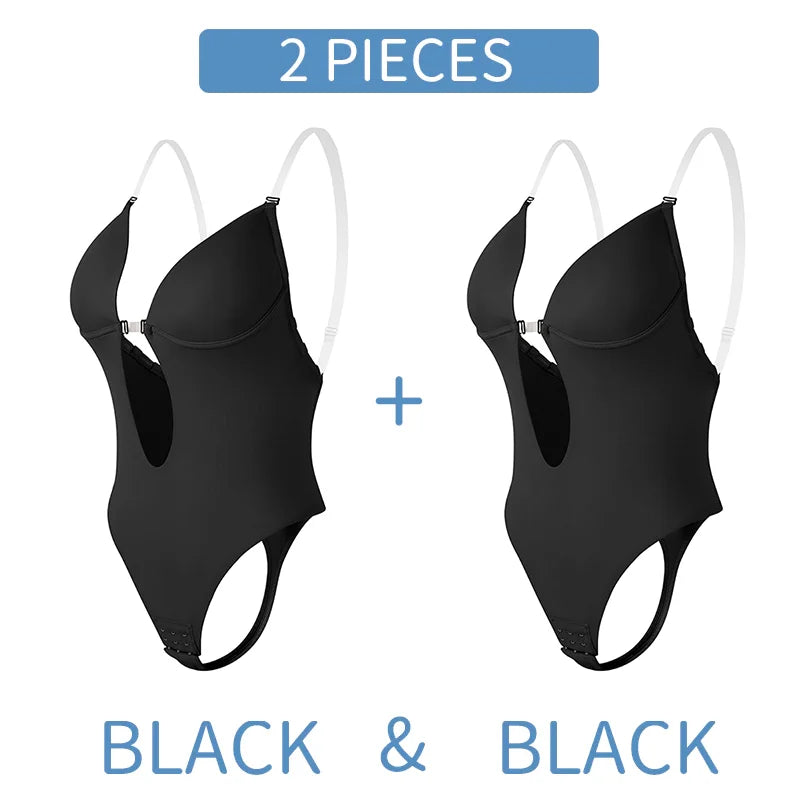 Bodysuit Shapewear Deep V-Neck Body Shaper Backless