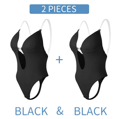 Bodysuit Shapewear Deep V-Neck Body Shaper Backless