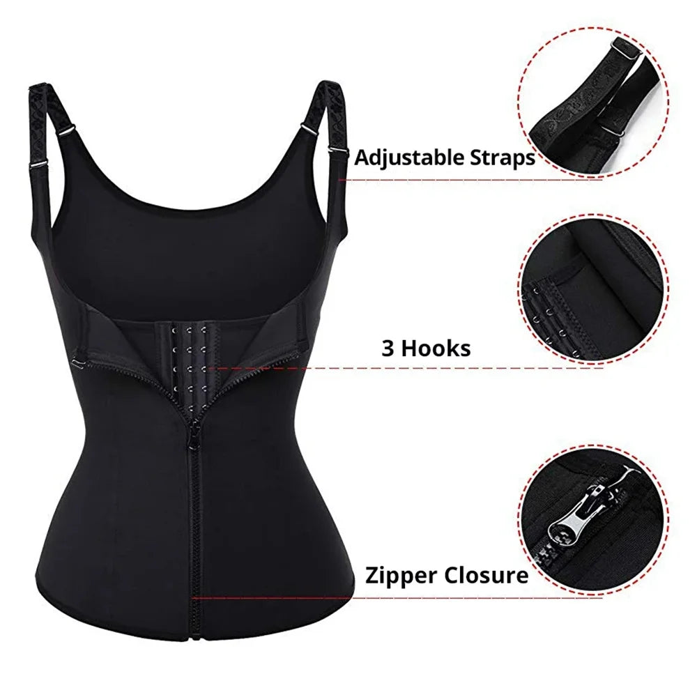 Zipper Body Shaper Waist Trainer Tank Top For Women
