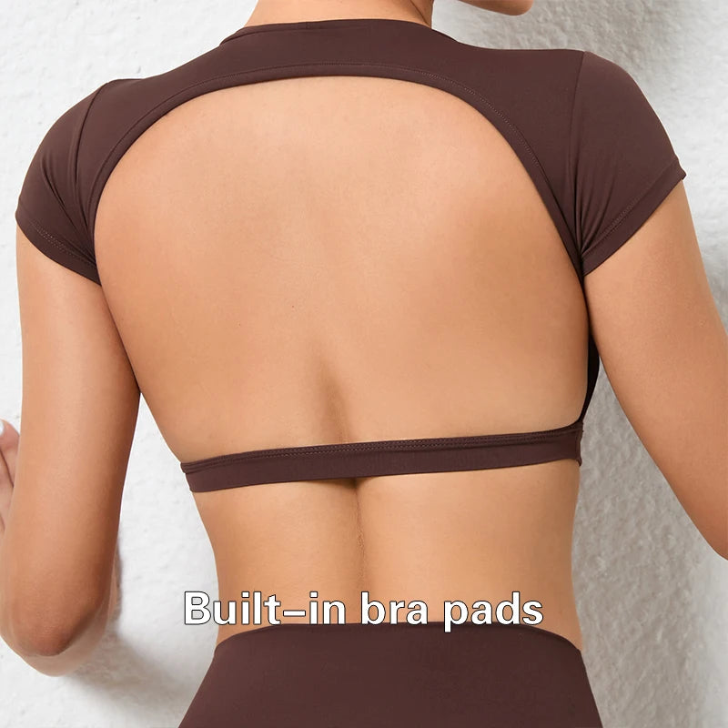 Hearuisavy Summer Sports Shirts Breathable Workout Tops Fitness Sportswear | Backless