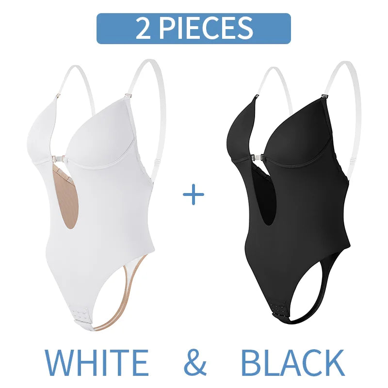 Bodysuit Shapewear Deep V-Neck Body Shaper Backless