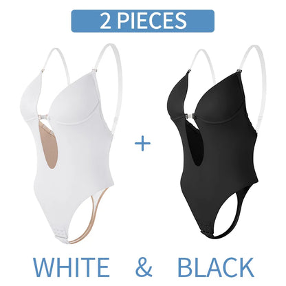 Bodysuit Shapewear Deep V-Neck Body Shaper Backless
