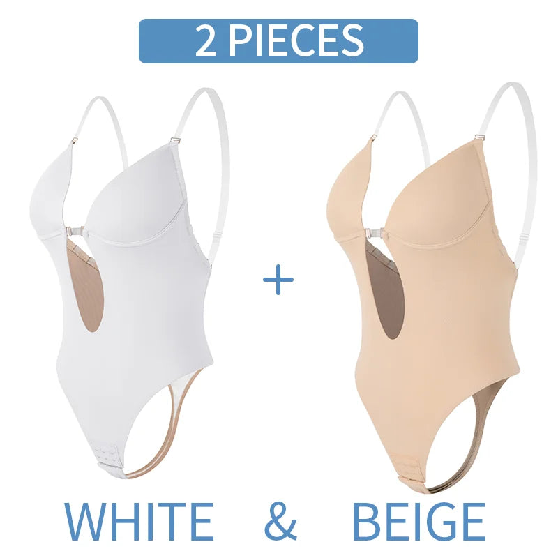 Bodysuit Shapewear Deep V-Neck Body Shaper Backless