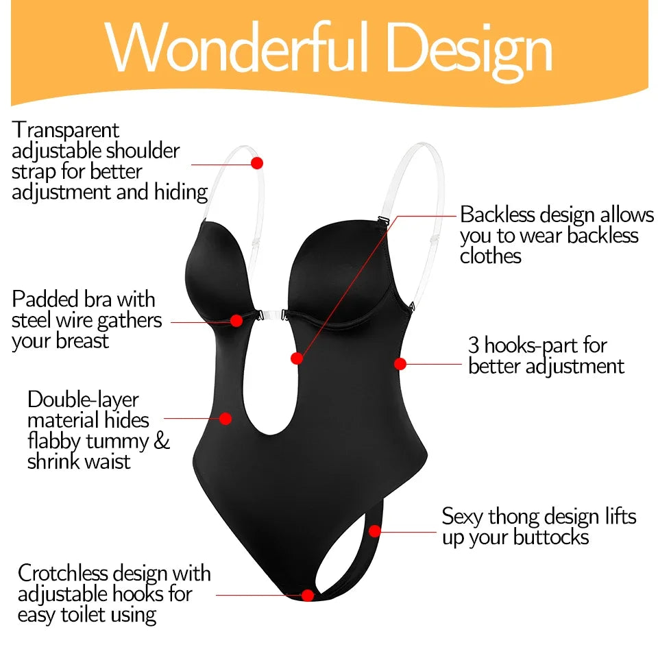 Backless Bodysuit Shapewear for Women Built