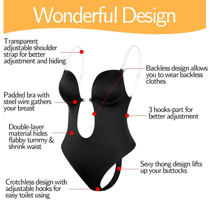 Backless Bodysuit Shapewear for Women Built