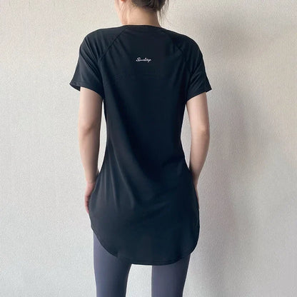 Sportswear Woman Gym 2025 Yoga Clothes Women Butt Cover Short Sleeve T-Shirt