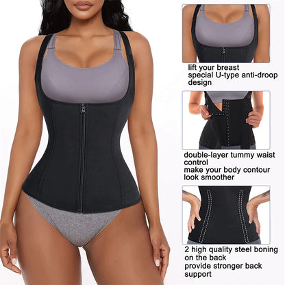 Zipper Body Shaper Waist Trainer Tank Top For Women