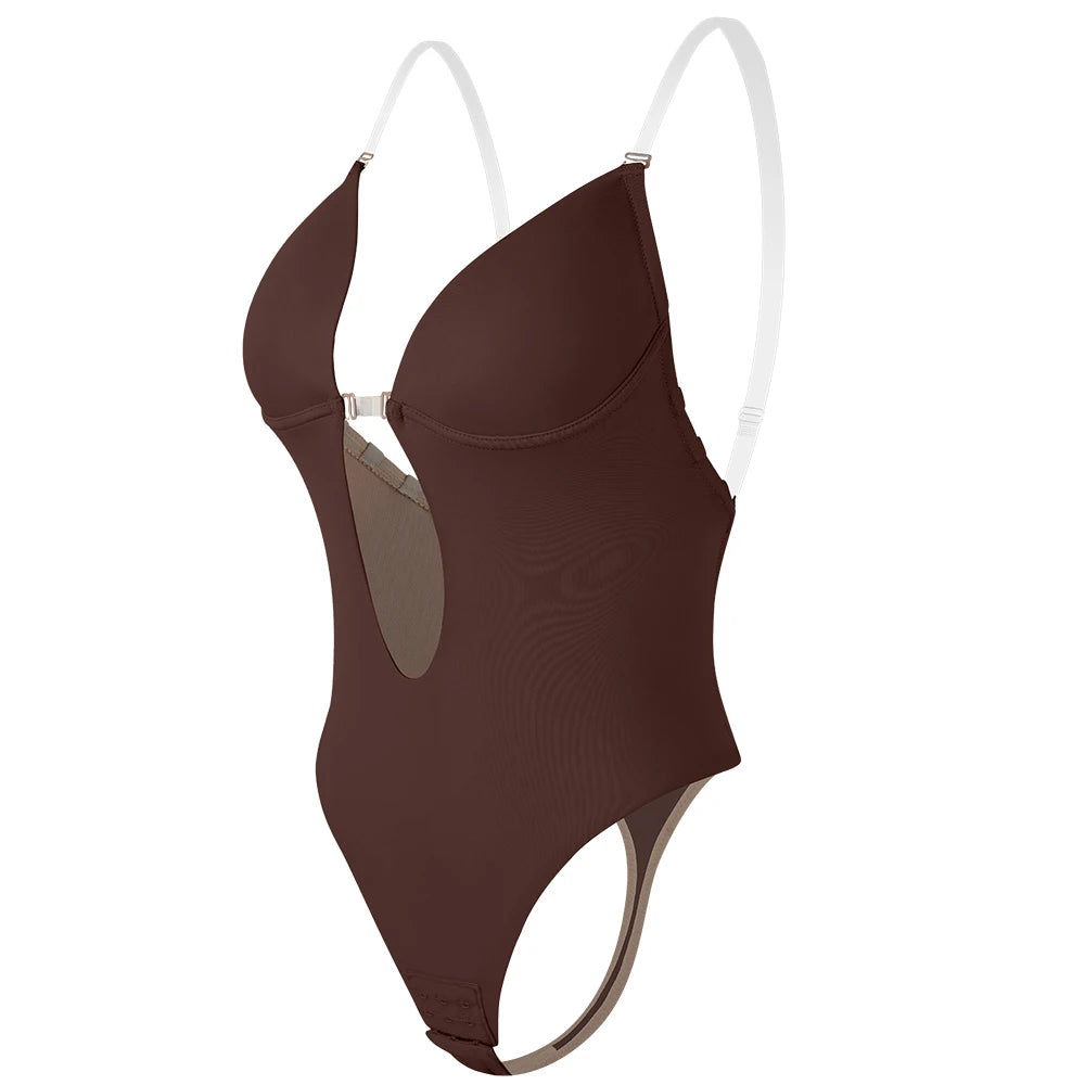 Bodysuit Shapewear Deep V-Neck Body Shaper Backless