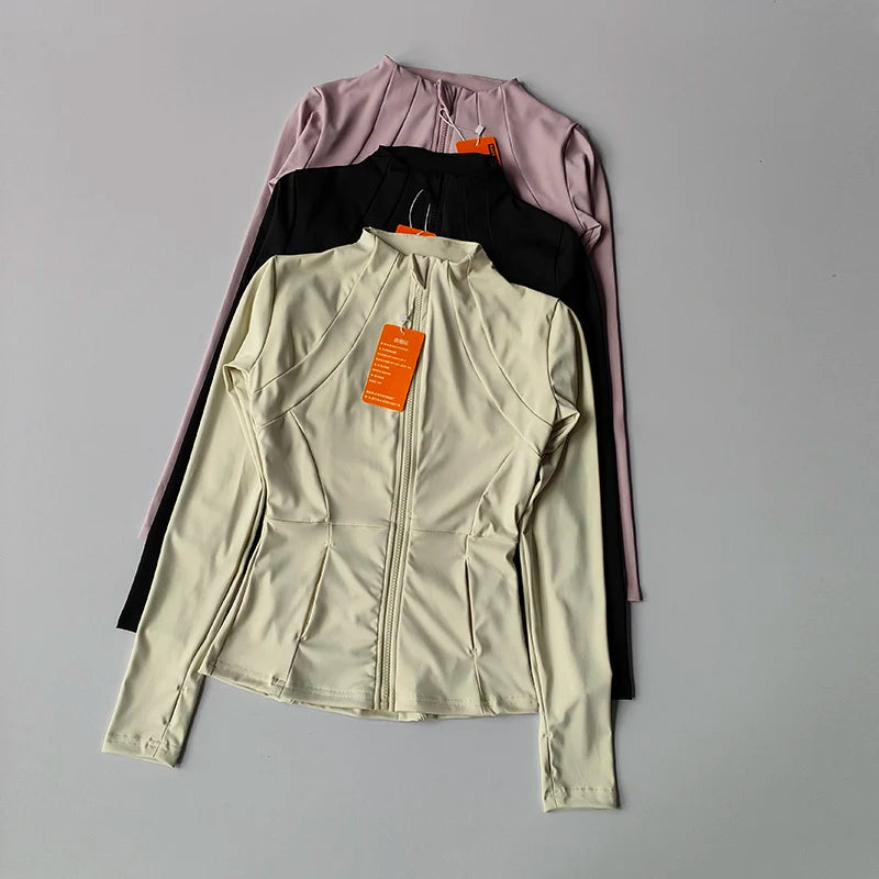 Women Sports Jacket Zip Fitness Yoga Shirt Workout Running Coats