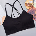 Sports Underwear Women Yoga Fitness Seamless Crop Top Wide Letter Straps