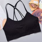 Sports Underwear Women Yoga Fitness Seamless Crop Top Wide Letter Straps