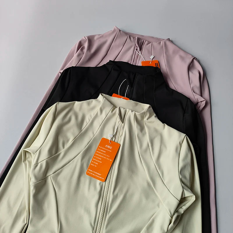 Women Sports Jacket Zip Fitness Yoga Shirt Workout Running Coats