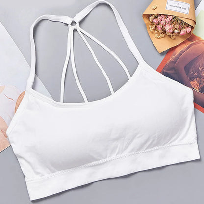 Sports Underwear Women Yoga Fitness Seamless Crop Top Wide Letter Straps