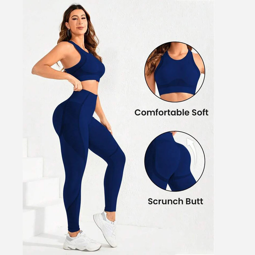 2-Piece Suit, Women's Yoga Suit, Beautiful Back High Waist Trousers Combination