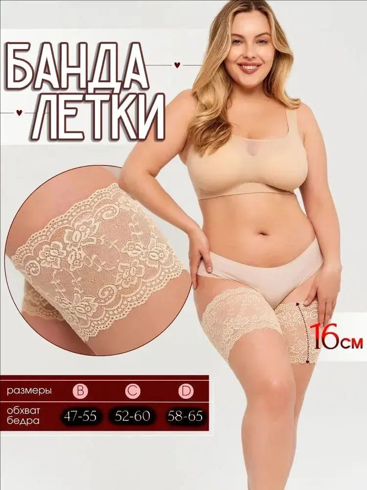 Anti-Chafing Thigh Bands - Sexy Lace with 2 Anti-Slip Silicone Strips