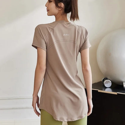 Sportswear Woman Gym 2025 Yoga Clothes Women Butt Cover Short Sleeve T-Shirt