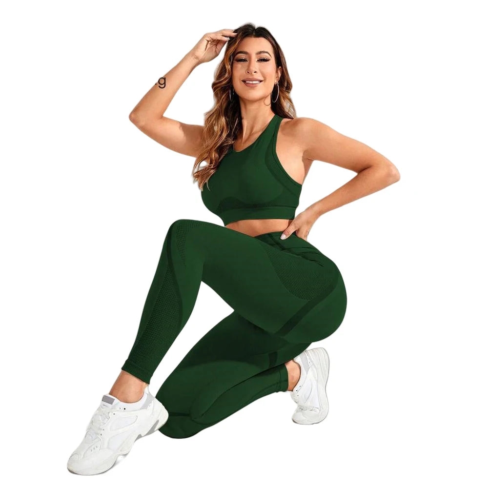 2-Piece Suit, Women's Yoga Suit, Beautiful Back High Waist Trousers Combination