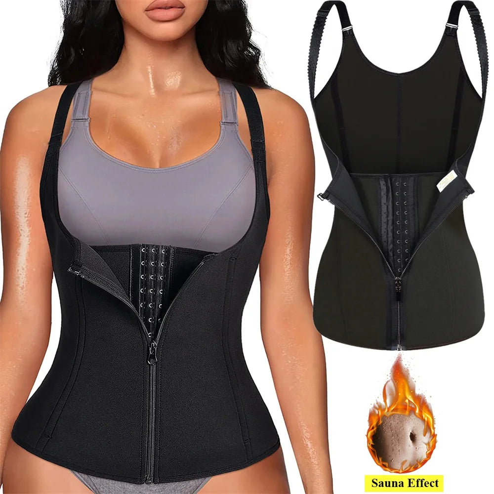 Zipper Body Shaper Waist Trainer Tank Top For Women