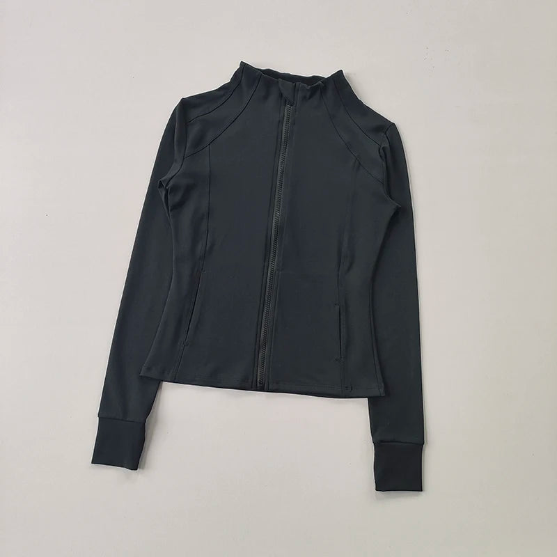Women Sports Jacket Zip Fitness Yoga Shirt Workout Running Coats