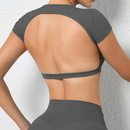 Hearuisavy Summer Sports Shirts Breathable Workout Tops Fitness Sportswear | Backless