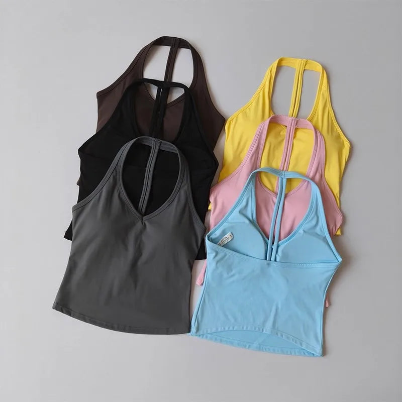 Sports Bra Women's V-neck Halter Neck