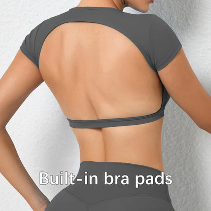 Hearuisavy Summer Sports Shirts Breathable Workout Tops Fitness Sportswear | Backless