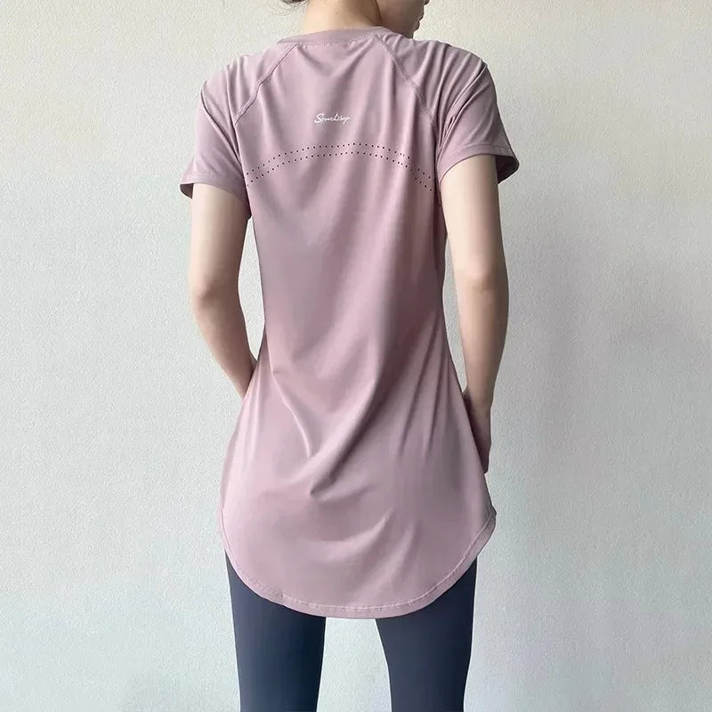 Sportswear Woman Gym 2025 Yoga Clothes Women Butt Cover Short Sleeve T-Shirt