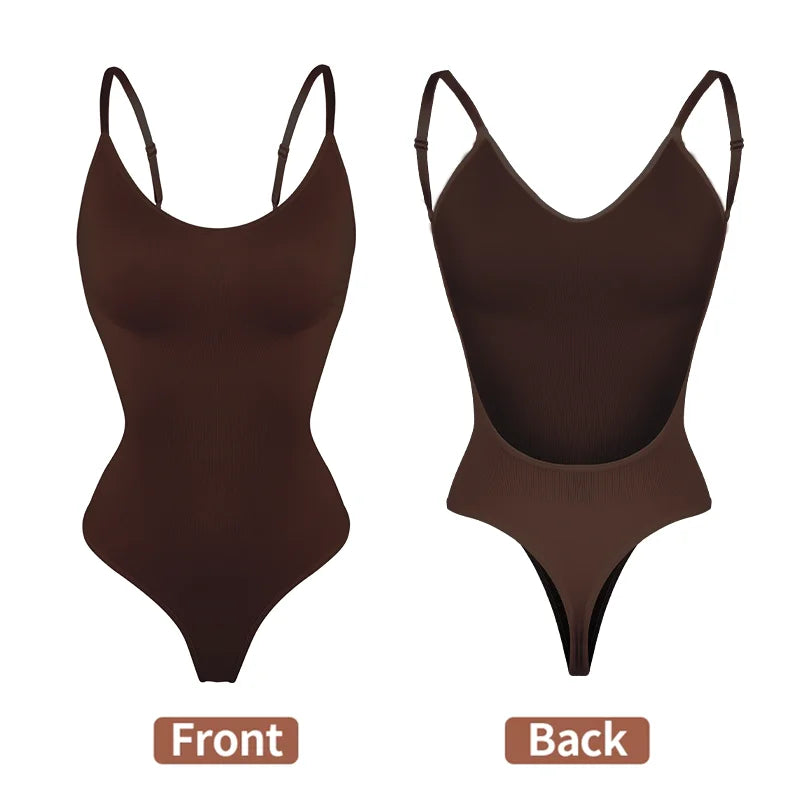 Bodysuit Shapewear Deep V-Neck Body Shaper Backless