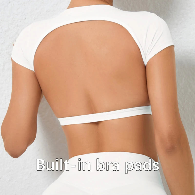 Hearuisavy Summer Sports Shirts Breathable Workout Tops Fitness Sportswear | Backless