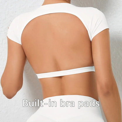 Hearuisavy Summer Sports Shirts Breathable Workout Tops Fitness Sportswear | Backless