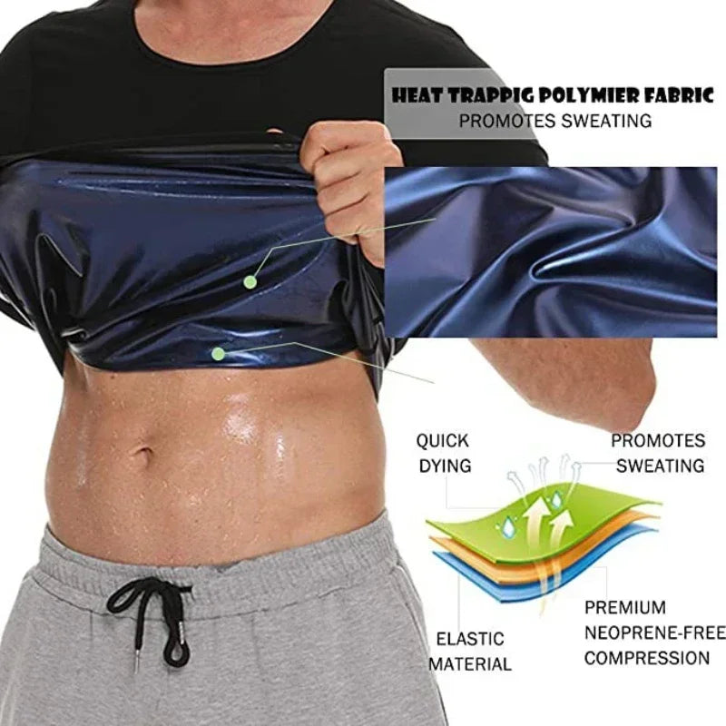 Men Sweat Sauna T-shirt Waist Trainer Slimming Suit Body Shapers Shapewear