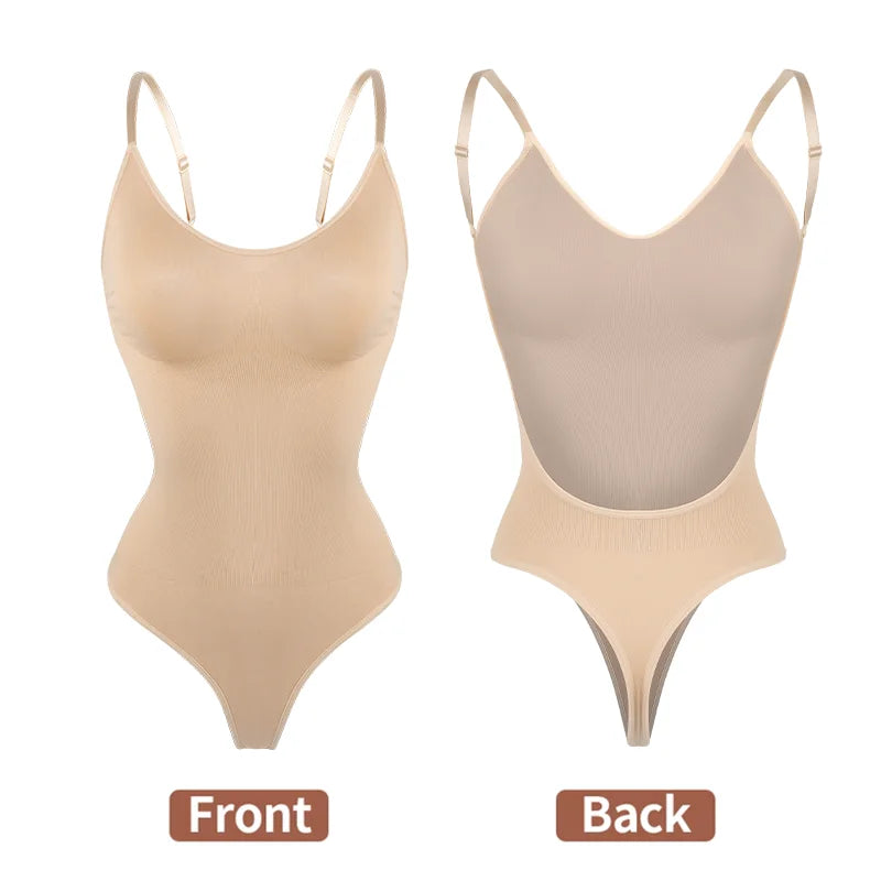 Bodysuit Shapewear Deep V-Neck Body Shaper Backless