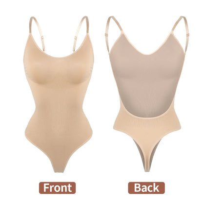 Bodysuit Shapewear Deep V-Neck Body Shaper Backless